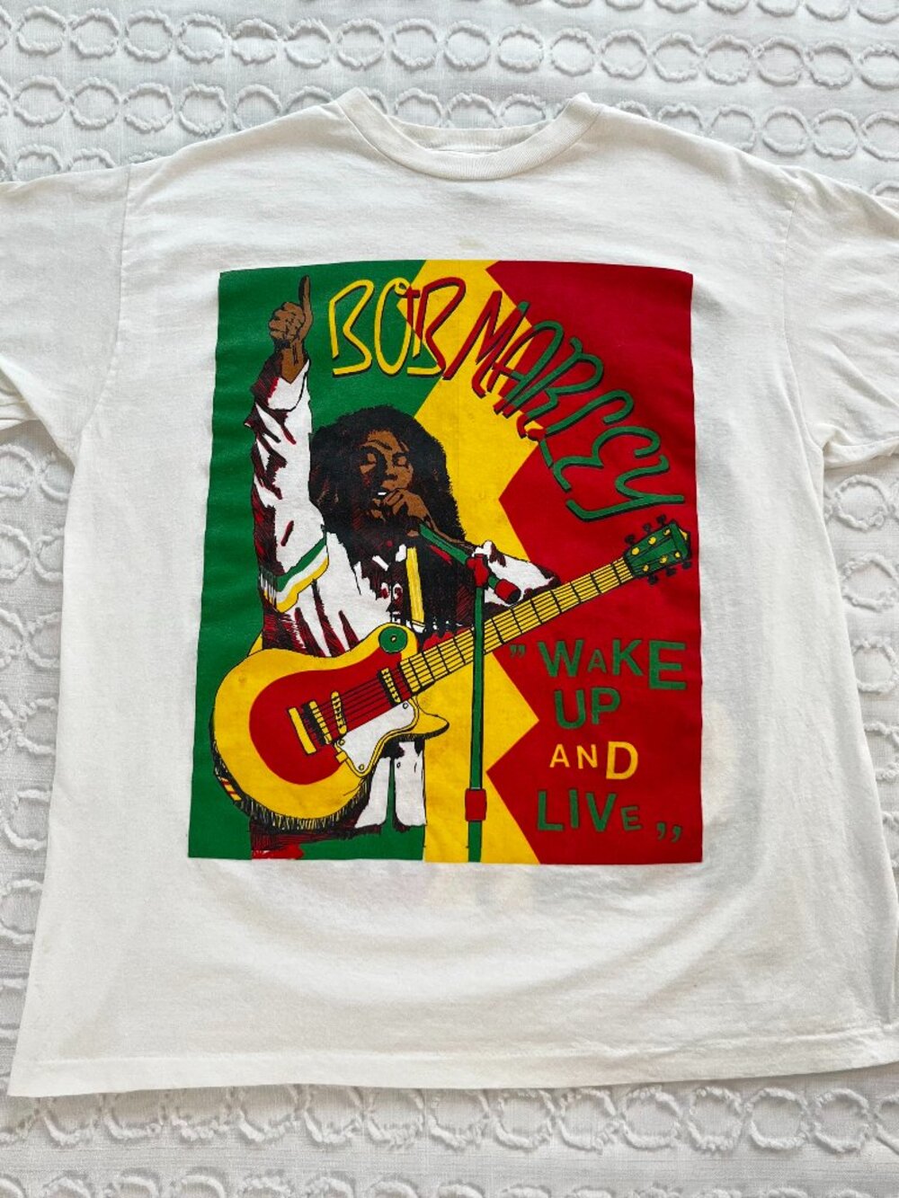 Vintage Bob Marley T Shirt XL "Wake Up and Live" Single Stitch Double Sided
